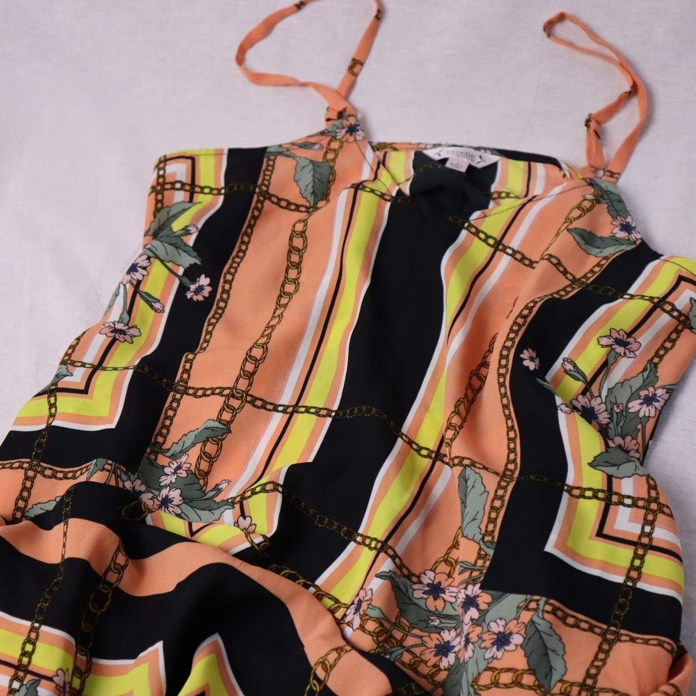 Nanette Lepore Womens Scarf Print Handkerchief Hem Midi Dress Orange Black Sz 10 - Picture 4 of 6